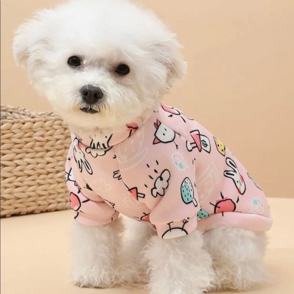 Adorable Pink Cartoon Dog Sweat Shirt